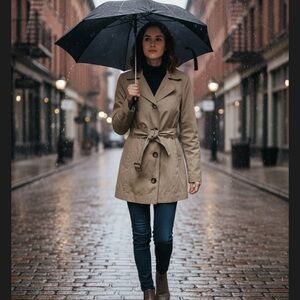 Michael Kors khaki Belted Trench Coat size XS